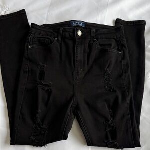 Wax-jeans with a distressed look skinny jeans.